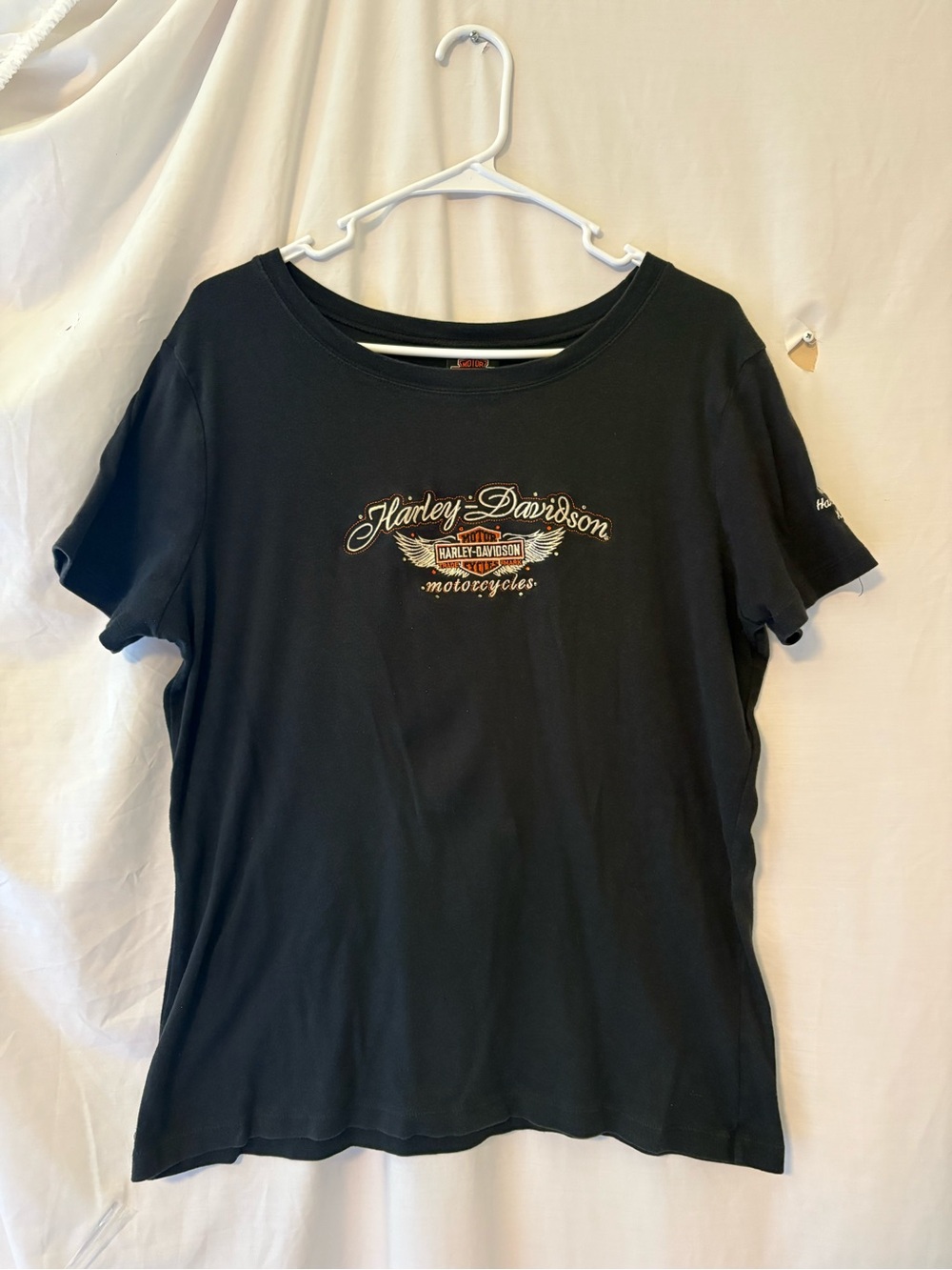 Harley-Davidson Black Short Sleeve Logo Tee with Gold & White Accents